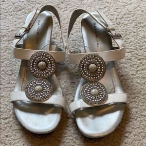 Bandolino Cream Sandals with Elegant Medallion Accents